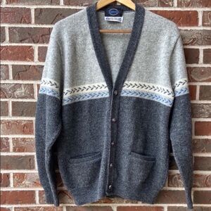 Jantzen Charcoal and Light Gray Cardigan Sweater Nordic Design